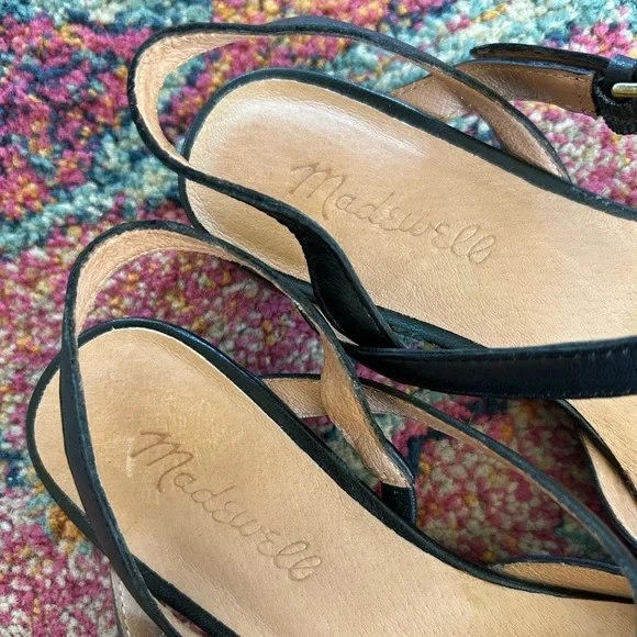 Madewell | Women’s Black Leather The Jeanne Slingback Adjustable Strap Flats 7 - Picture 12 of 16